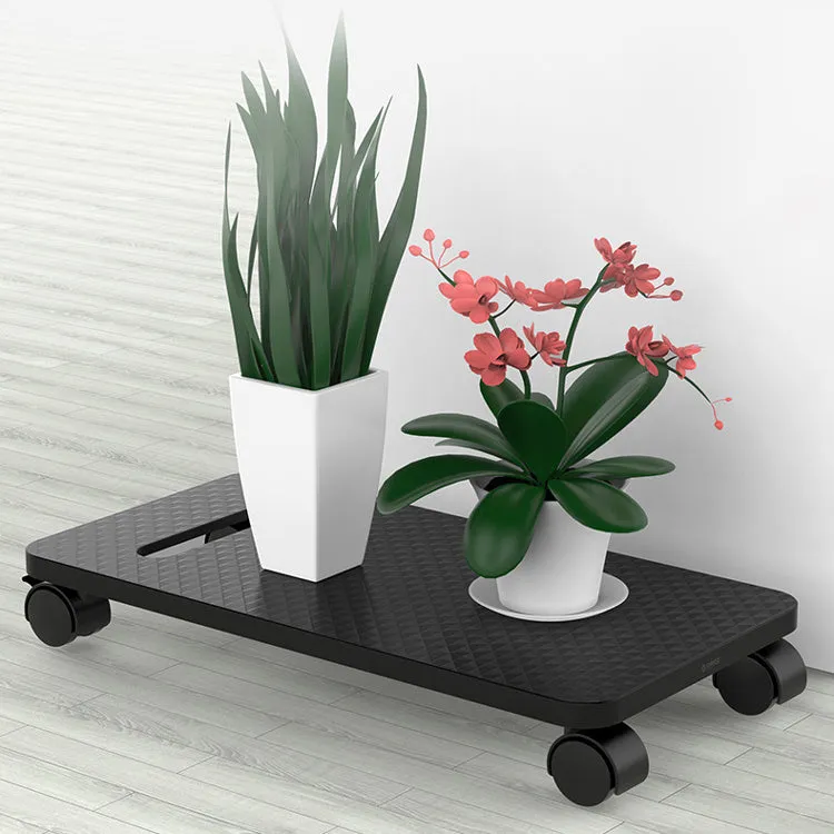 Orico black steel computer CPU floor stand with wheels, anti-skid surface, and vertical bracket for PC towers