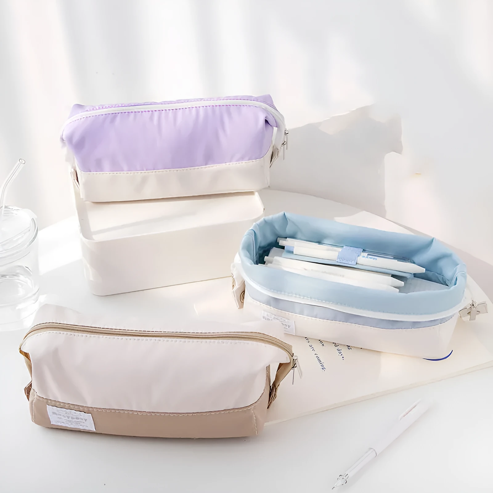 Canvas stationery box in seven ins style colours for junior high school student learning supplies