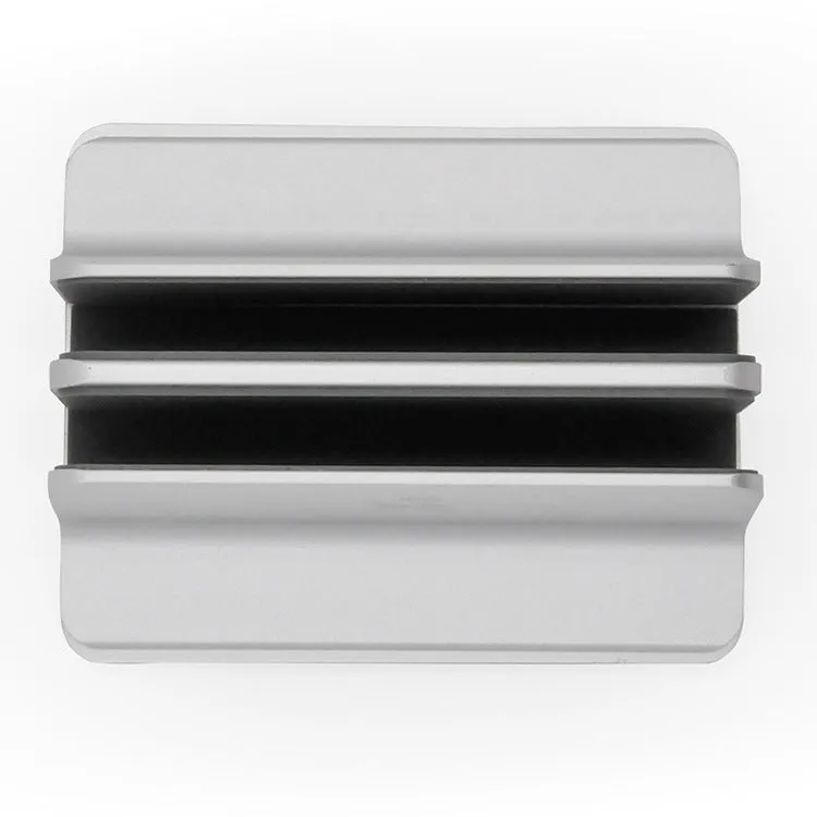 Aluminium alloy laptop vertical bracket base in silver finish, 12x15x4.7cm
