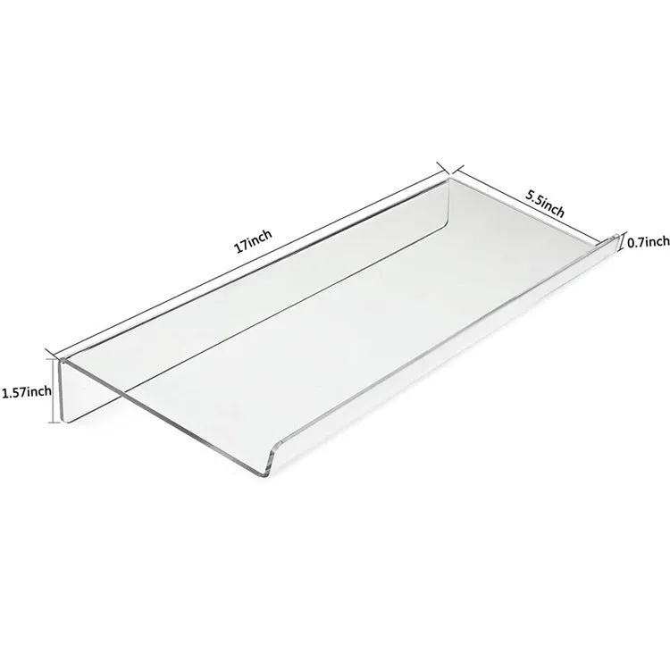 Transparent acrylic tilting keyboard stand for ergonomic typing, 43.2x14x4 cm size on a desk