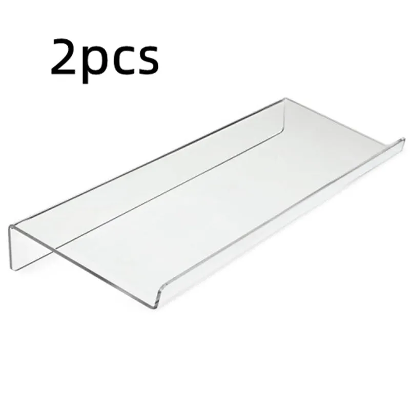 Transparent acrylic tilting keyboard stand for ergonomic typing, 43.2x14x4 cm size on a desk