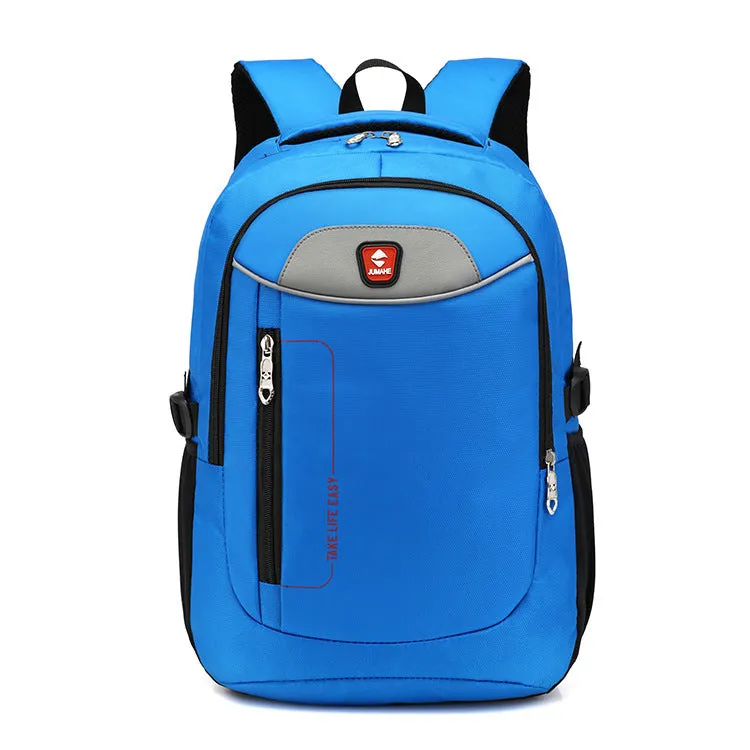 Medium Oxford cloth business backpack with laptop compartment, zipper opening, and multiple pockets in Black