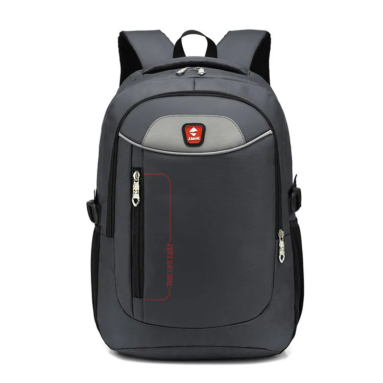 Medium Oxford cloth business backpack with laptop compartment, zipper opening, and multiple pockets in Black