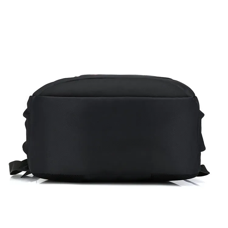 Medium Oxford cloth business backpack with laptop compartment, zipper opening, and multiple pockets in Black