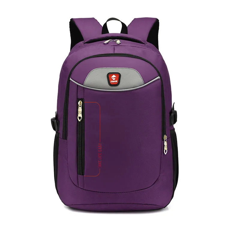 Medium Oxford cloth business backpack with laptop compartment, zipper opening, and multiple pockets in Black
