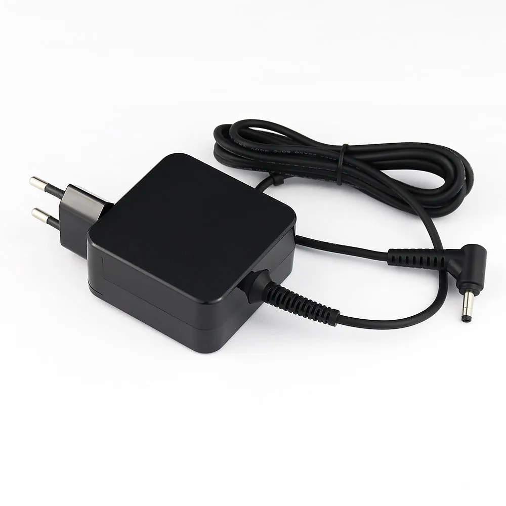 Black 45W laptop power adapter with US plug and attached DC charging cable.