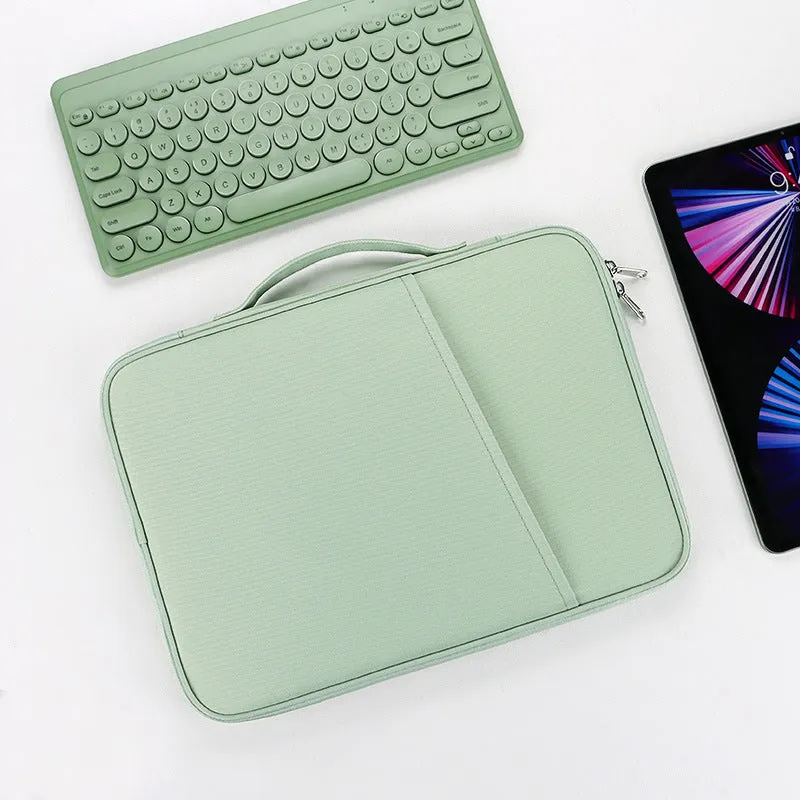 Flat liner storage bag in 420D nylon twill jacquard with soft handle, for 10.8-13 inch laptops, multiple colours.