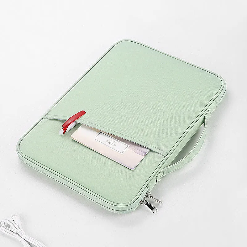 Flat liner storage bag in 420D nylon twill jacquard with soft handle, for 10.8-13 inch laptops, multiple colours.