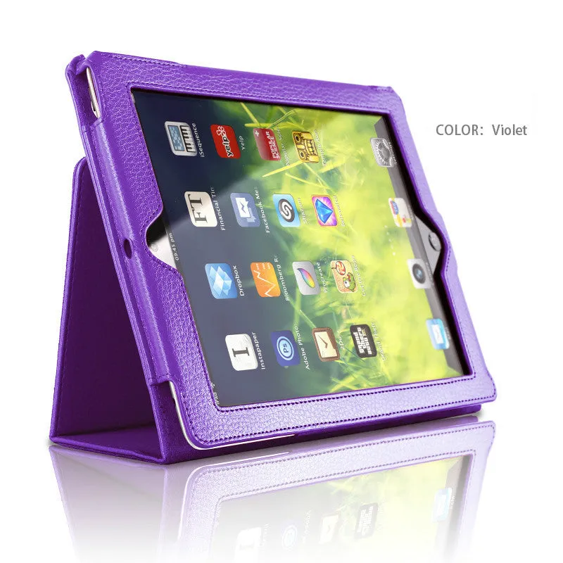 Flat imitation leather case for iPad 2/3/4 9.7 inch in black, two-fold design, business style