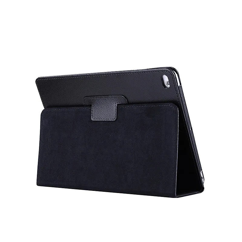 Flat imitation leather case for iPad 2/3/4 9.7 inch in black, two-fold design, business style