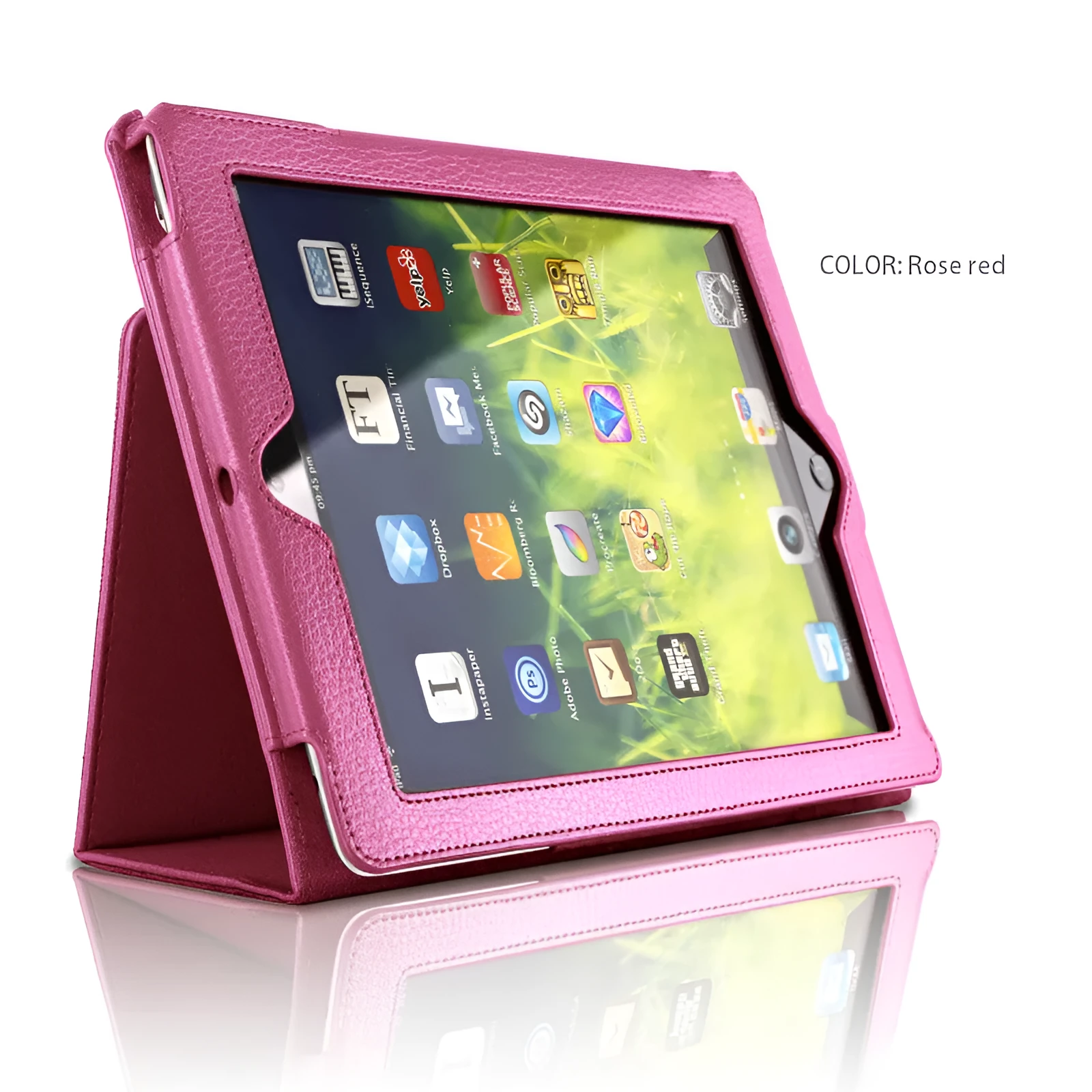 Flat imitation leather case for iPad 2/3/4 9.7 inch in black, two-fold design, business style