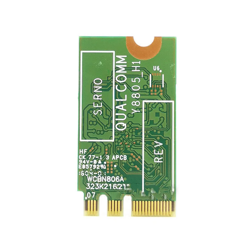 QCNFA435 NGFF M2 wireless network card in green with dual-band 802.11ac and Bluetooth 4.1
