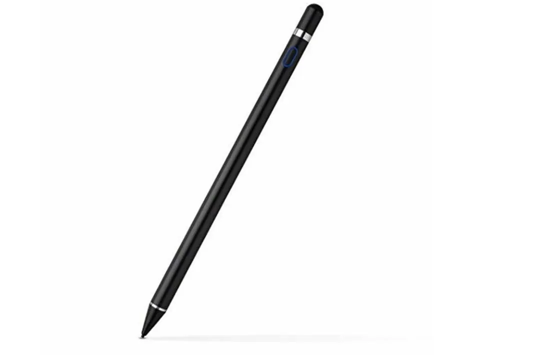 Universal capacitive stylus pen with metal cap compatible with Apple iPad and Android tablets in black