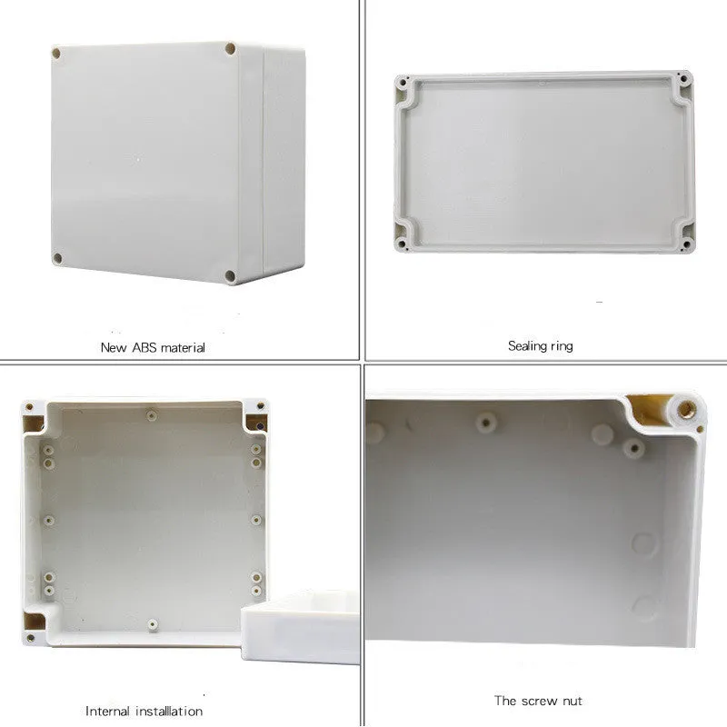 White indoor outdoor security power box with ABS construction measuring 225x190x70mm