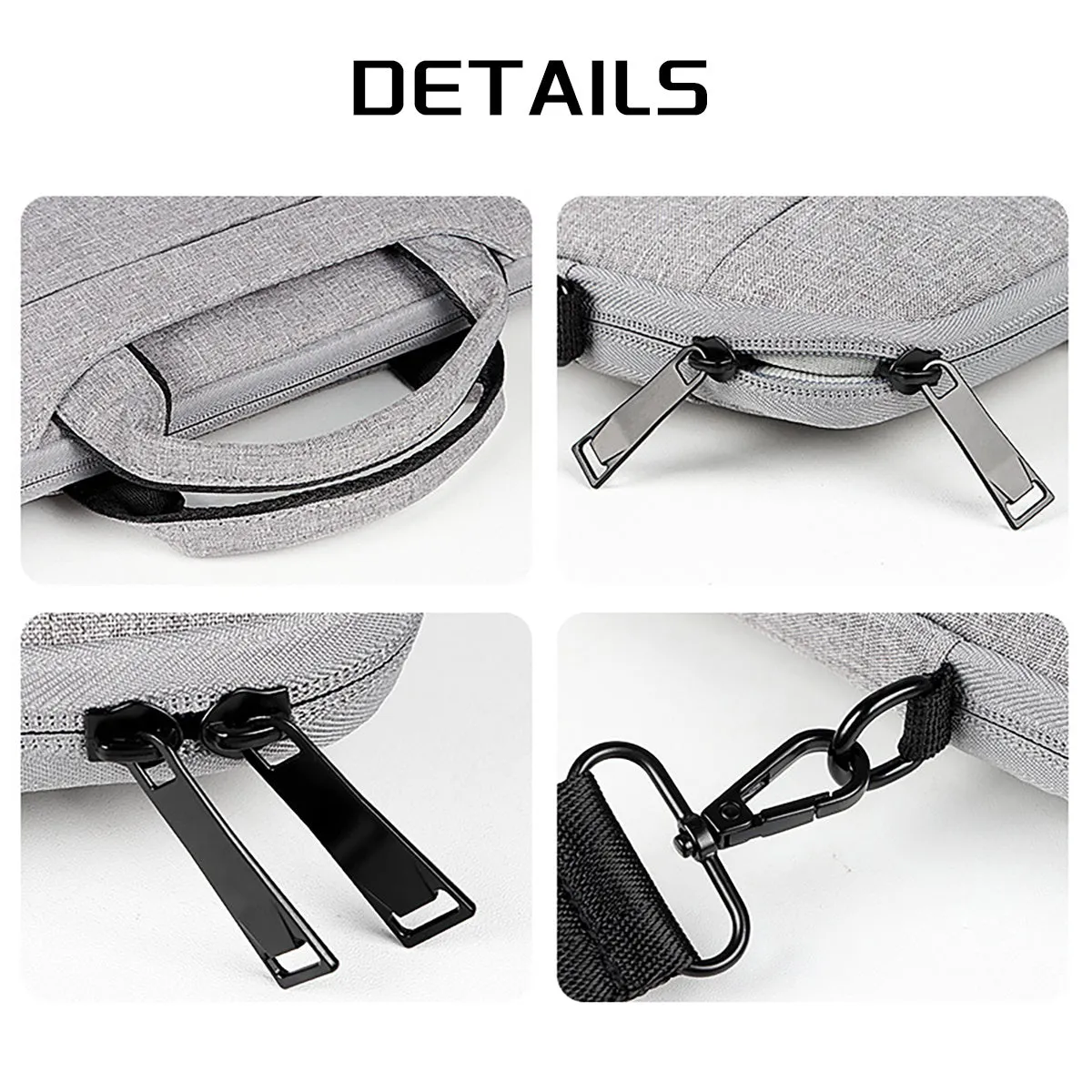 Water-repellent laptop carrying case in Black, with luggage strap and shoulder strap, for 13.3 to 15.6 inch laptops.