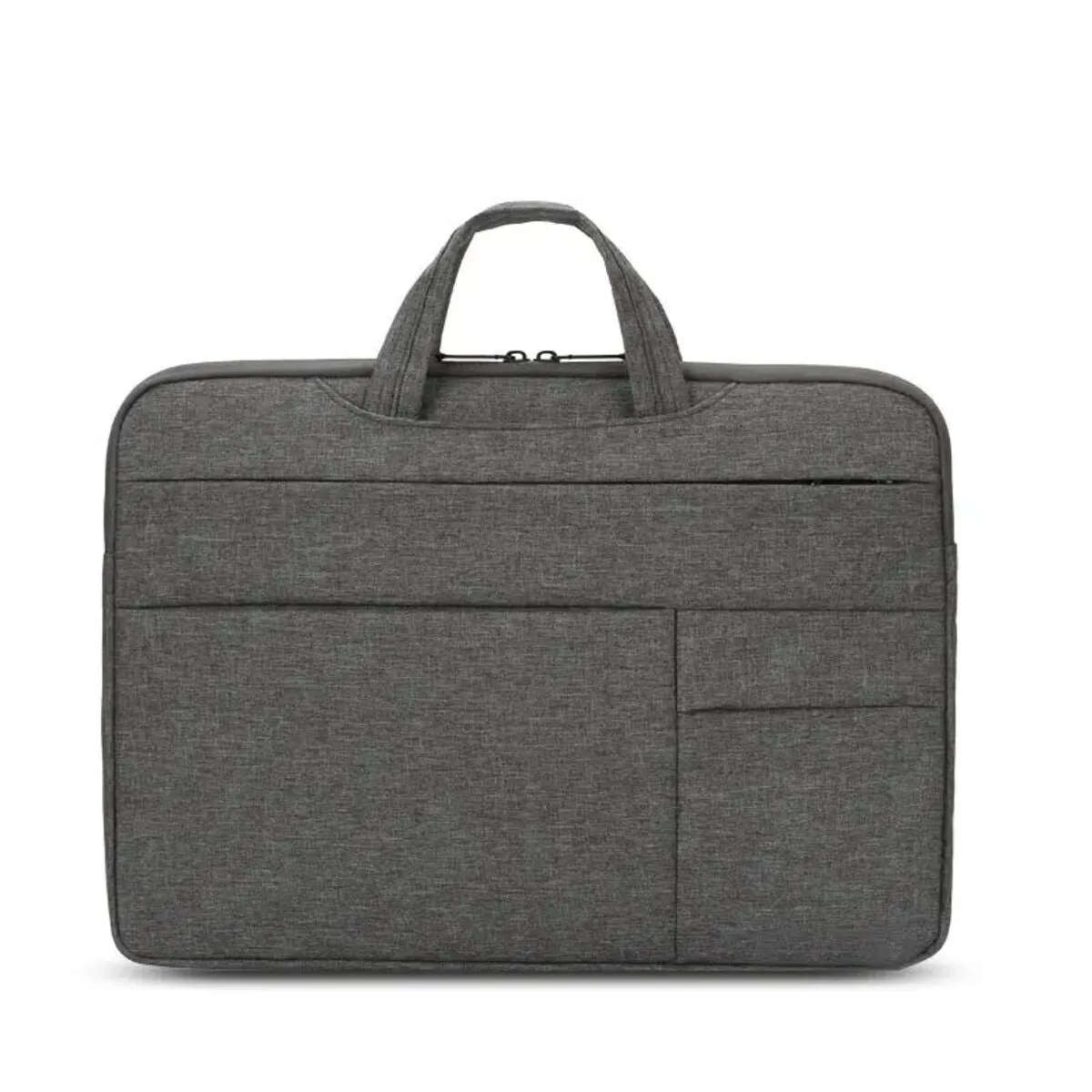 Water-repellent laptop carrying case in Black, with luggage strap and shoulder strap, for 13.3 to 15.6 inch laptops.
