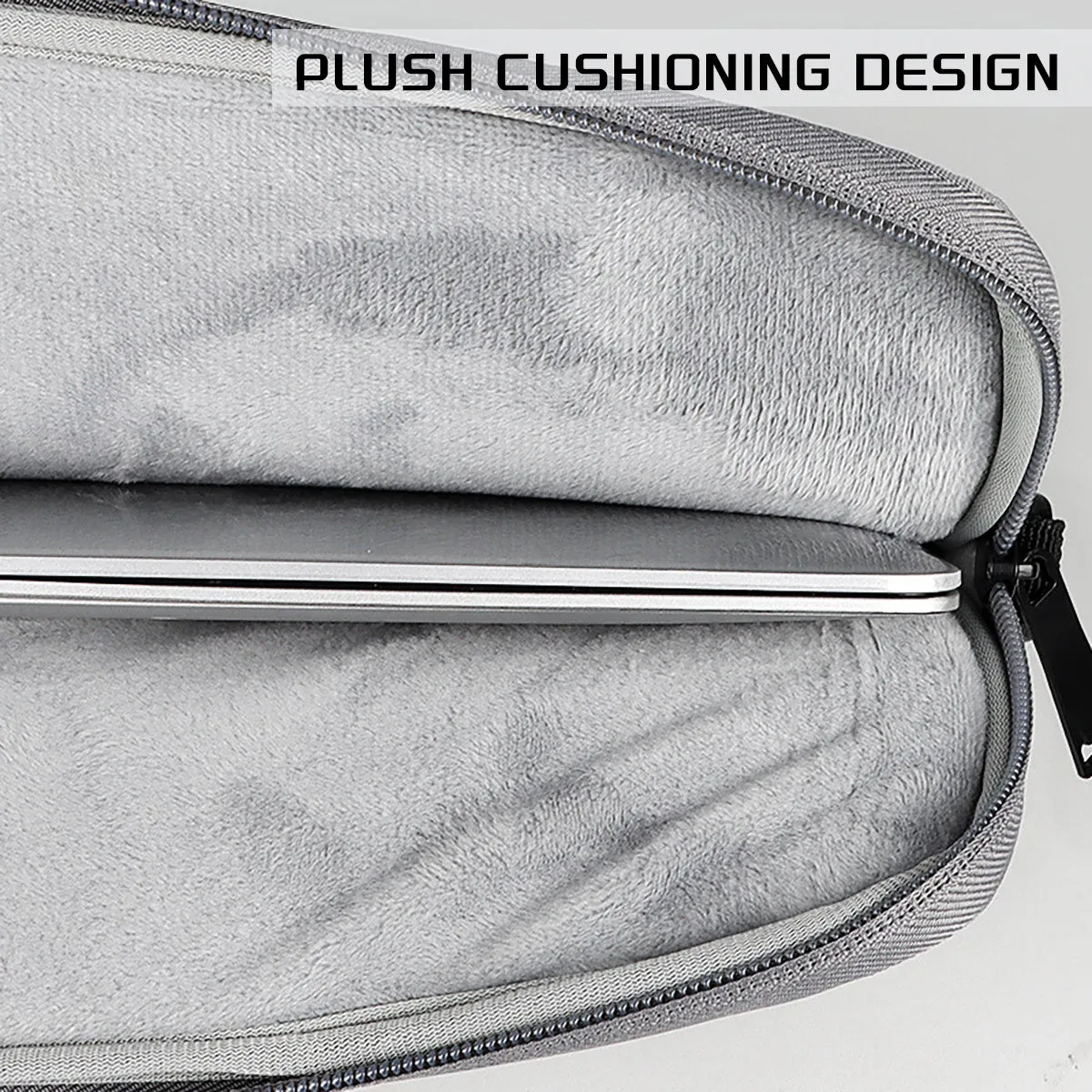 Water-repellent laptop carrying case in Black, with luggage strap and shoulder strap, for 13.3 to 15.6 inch laptops.