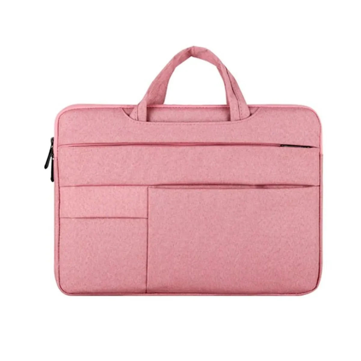 Water-repellent laptop carrying case in Black, with luggage strap and shoulder strap, for 13.3 to 15.6 inch laptops.