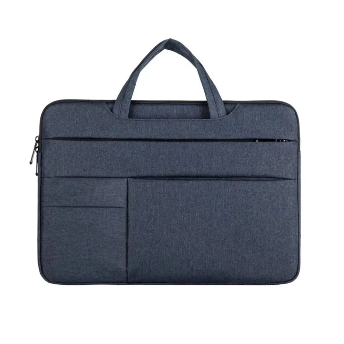 Water-repellent laptop carrying case in Black, with luggage strap and shoulder strap, for 13.3 to 15.6 inch laptops.