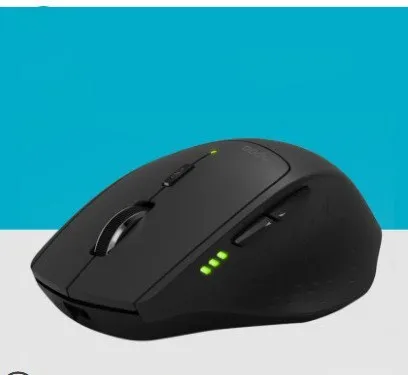 Rapoo MT500 wireless Bluetooth mouse in black with six buttons on a desk surface