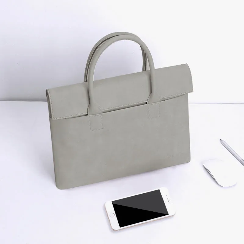 PU leather waterproof anti-theft tablet laptop inner case in light gray with small bag