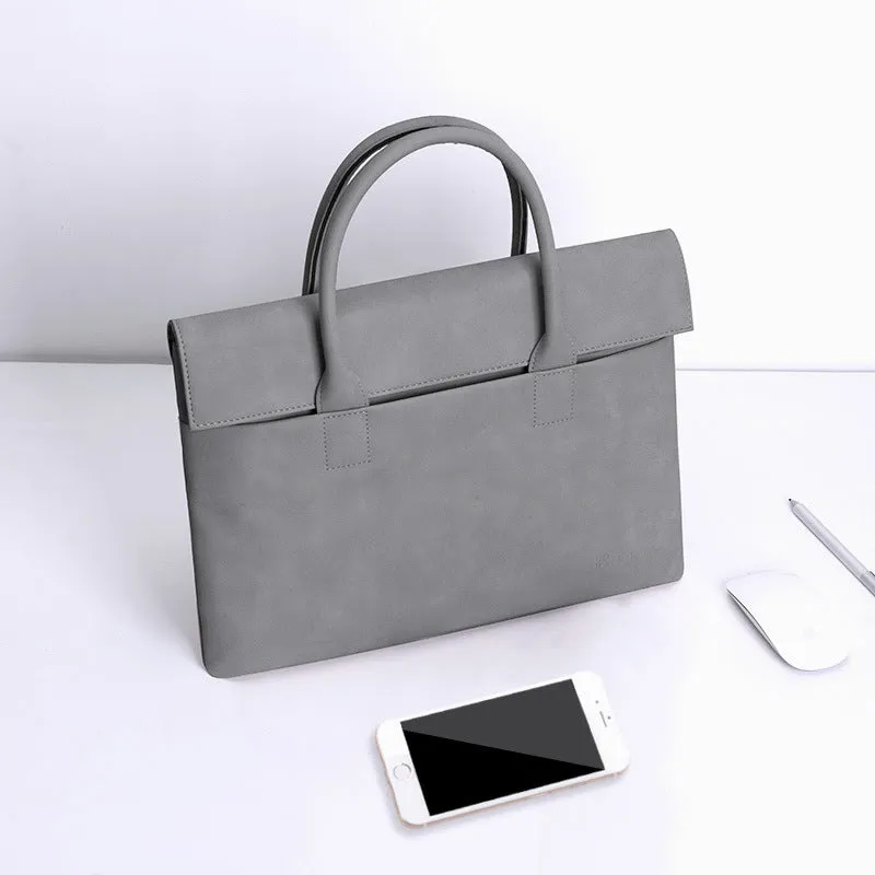 PU leather waterproof anti-theft tablet laptop inner case in light gray with small bag