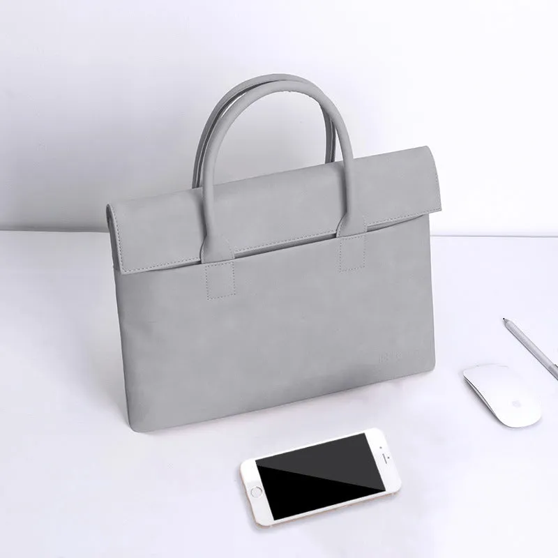 PU leather waterproof anti-theft tablet laptop inner case in light gray with small bag
