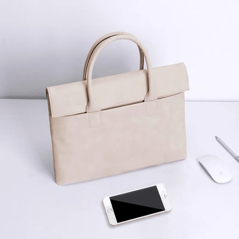 PU leather waterproof anti-theft tablet laptop inner case in light gray with small bag
