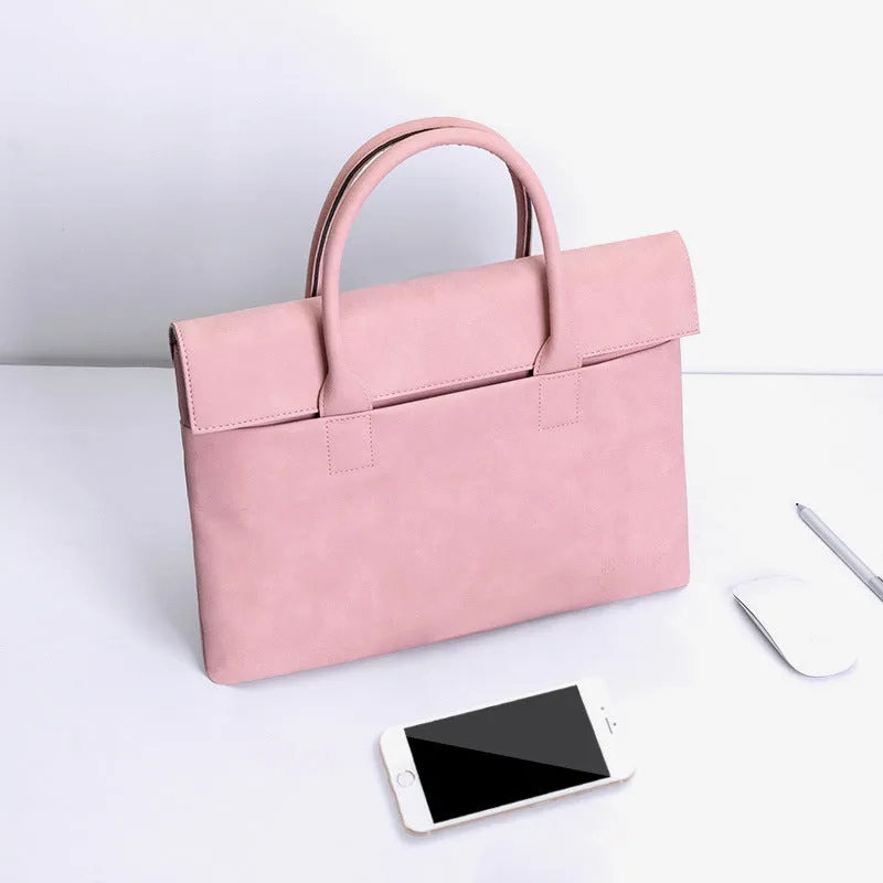 PU leather waterproof anti-theft tablet laptop inner case in light gray with small bag