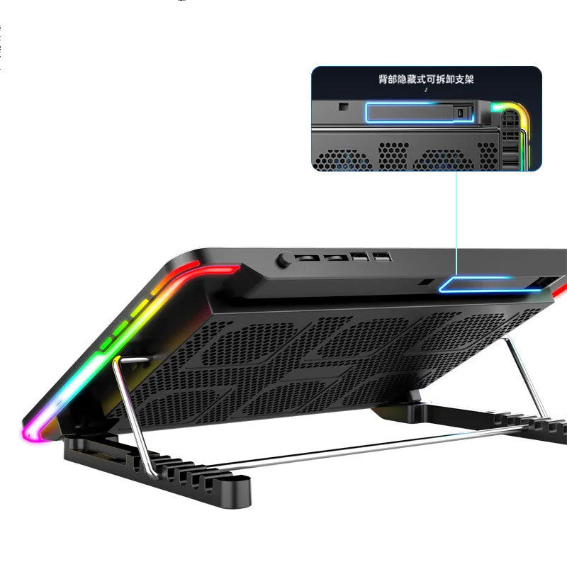 F5 plastic notebook cooler with 6 fans, 360x255x27mm, for notebooks and ultrabooks, black