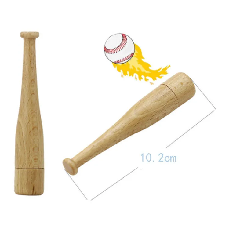 Baseball bat shaped USB flash drive with wood shell, 16GB capacity, black USB plug