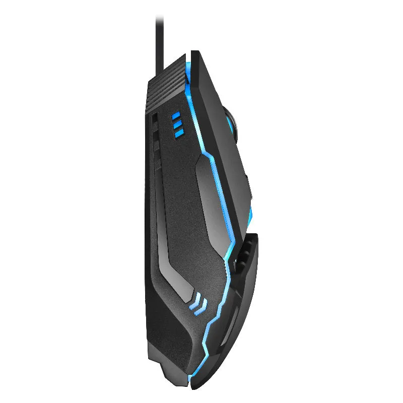 M3 wired USB mouse in black with adjustable DPI settings on a desk