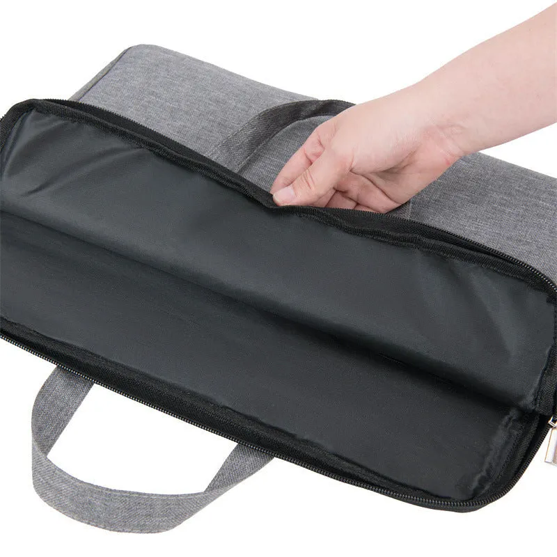 Portable Oxford cloth computer bag in black with rain cover and zipper closure