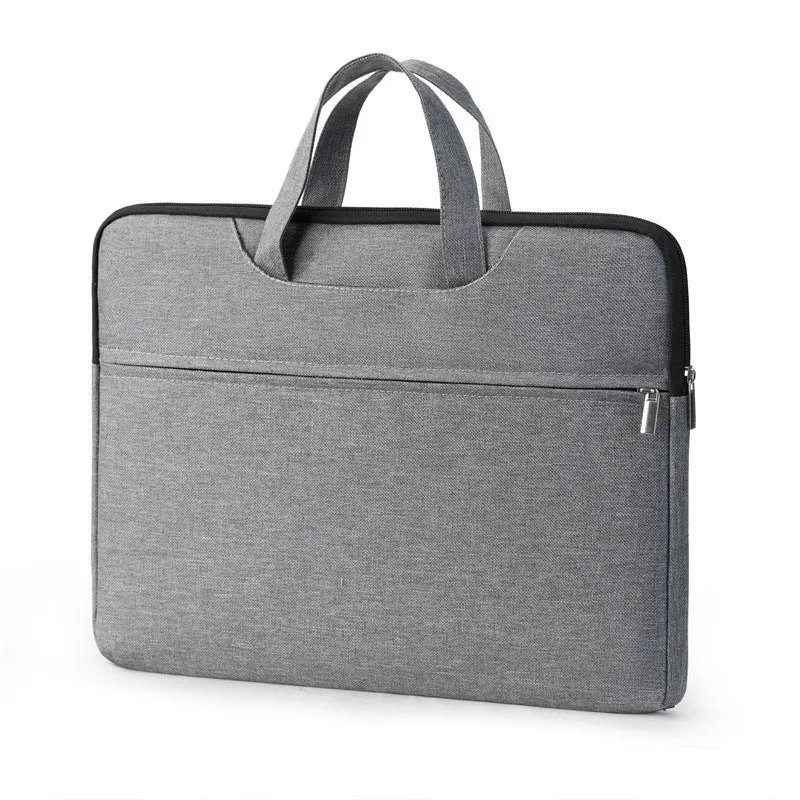 Portable Oxford cloth computer bag in black with rain cover and zipper closure
