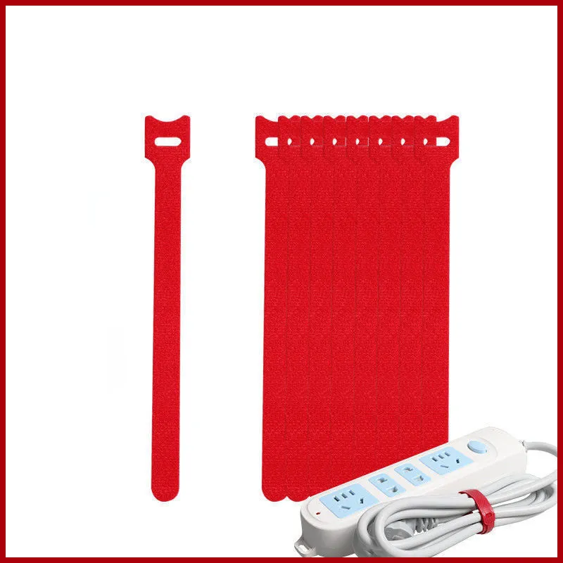 Velcro wire fixed cable organizer with six floors for storing data cables in black, green, red, yellow and mixed colours