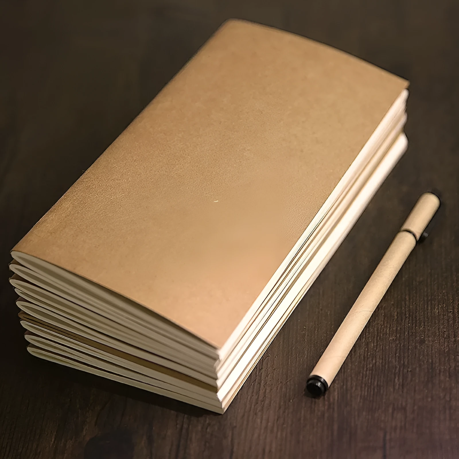 A6 travel diary notebook with kraft paper cover, 110x210mm, 64 pages, saddle stitching