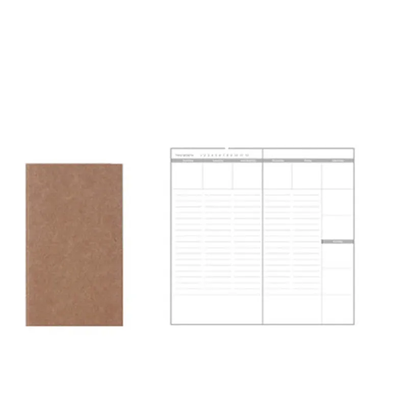 A6 travel diary notebook with kraft paper cover, 110x210mm, 64 pages, saddle stitching