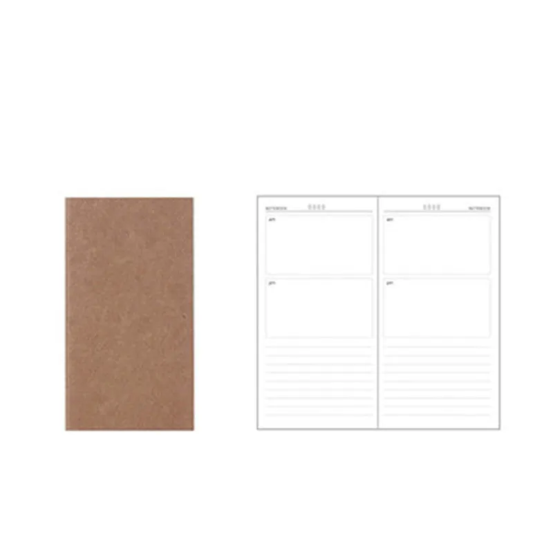 A6 travel diary notebook with kraft paper cover, 110x210mm, 64 pages, saddle stitching