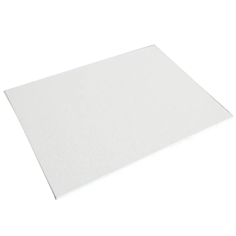 White primed cotton canvas panel oil painting board on flat surface