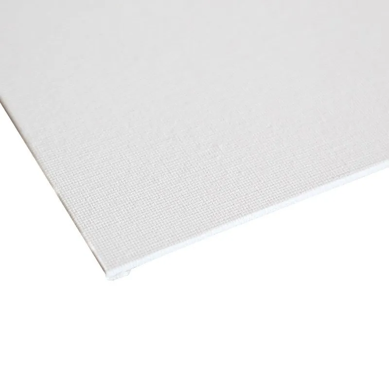 White primed cotton canvas panel oil painting board on flat surface