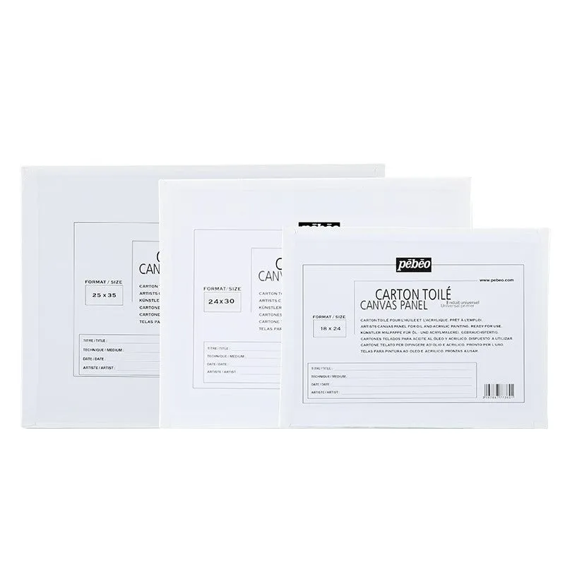 White primed cotton canvas panel oil painting board on flat surface