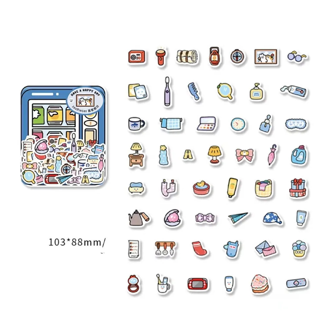 Little Life Home Series sticker pack with 100 hand-painted cartoon hand tent sheets in OPP bag
