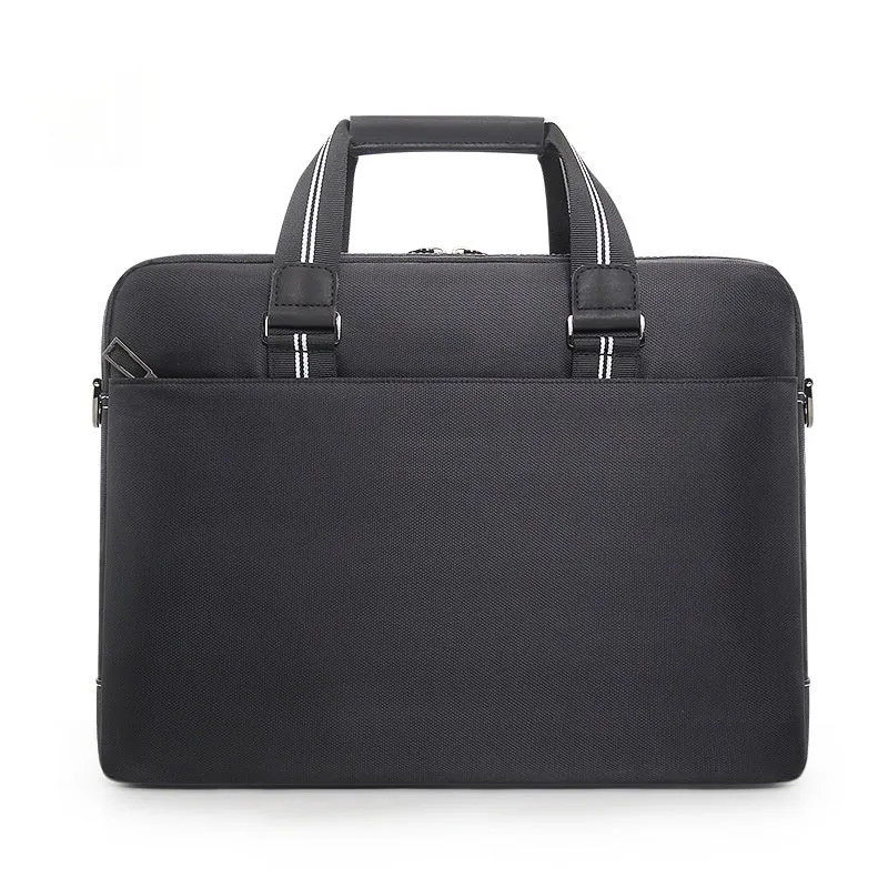 Men's black Oxford cloth large capacity laptop bag 16-inch with soft handle and anti-seismic padding
