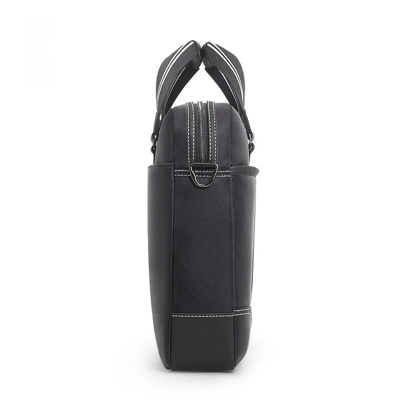 Men's black Oxford cloth large capacity laptop bag 16-inch with soft handle and anti-seismic padding
