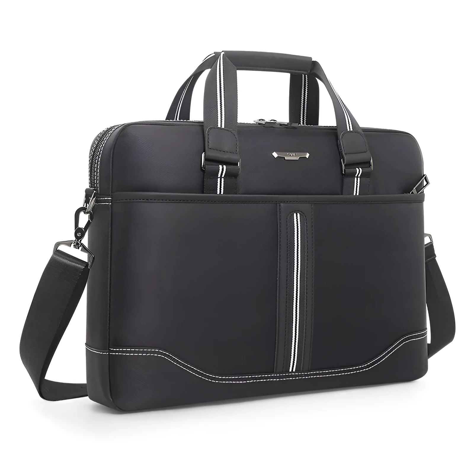 Men's black Oxford cloth large capacity laptop bag 16-inch with soft handle and anti-seismic padding