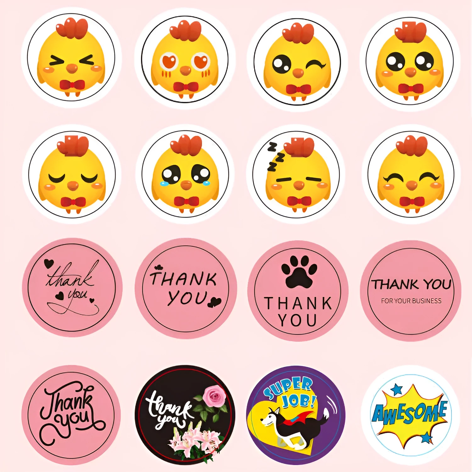 Roll of 500 Halloween pumpkin pattern PVC stickers in candy colours, each 2.5 cm diameter