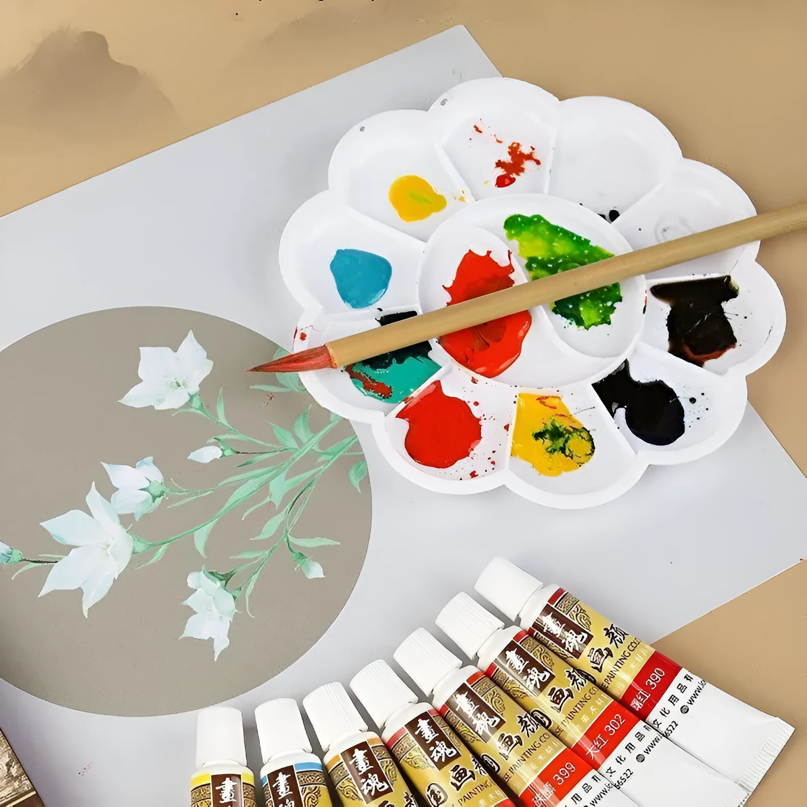 Ink painting pigment set 18 colours 12ml tubes Chinese painting supplies children art