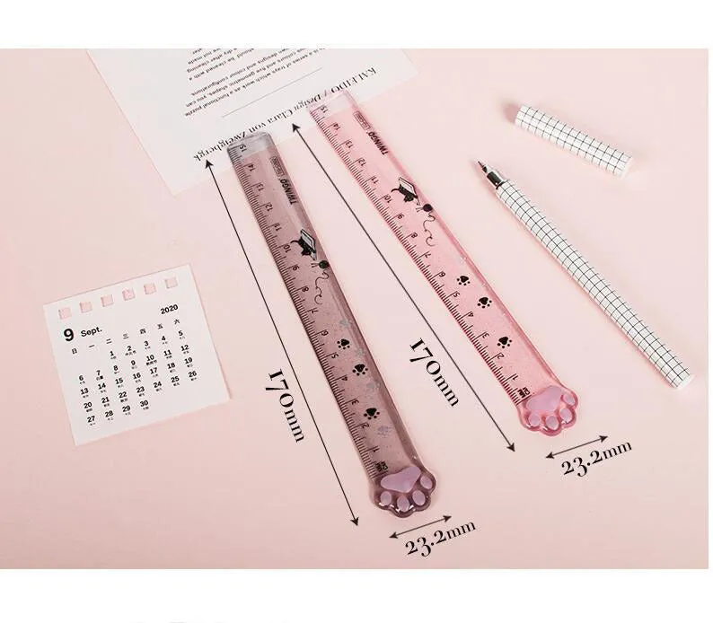 Transparent plastic straightedge ruler with clear scale markings, 15cm length, on white background