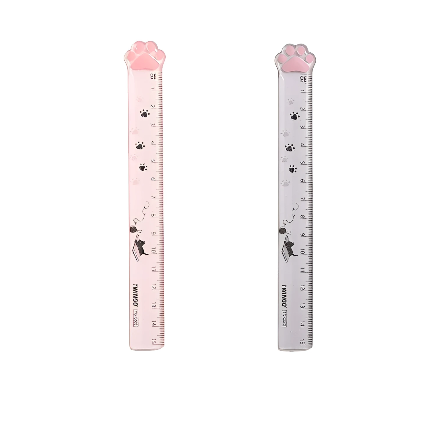 Transparent plastic straightedge ruler with clear scale markings, 15cm length, on white background