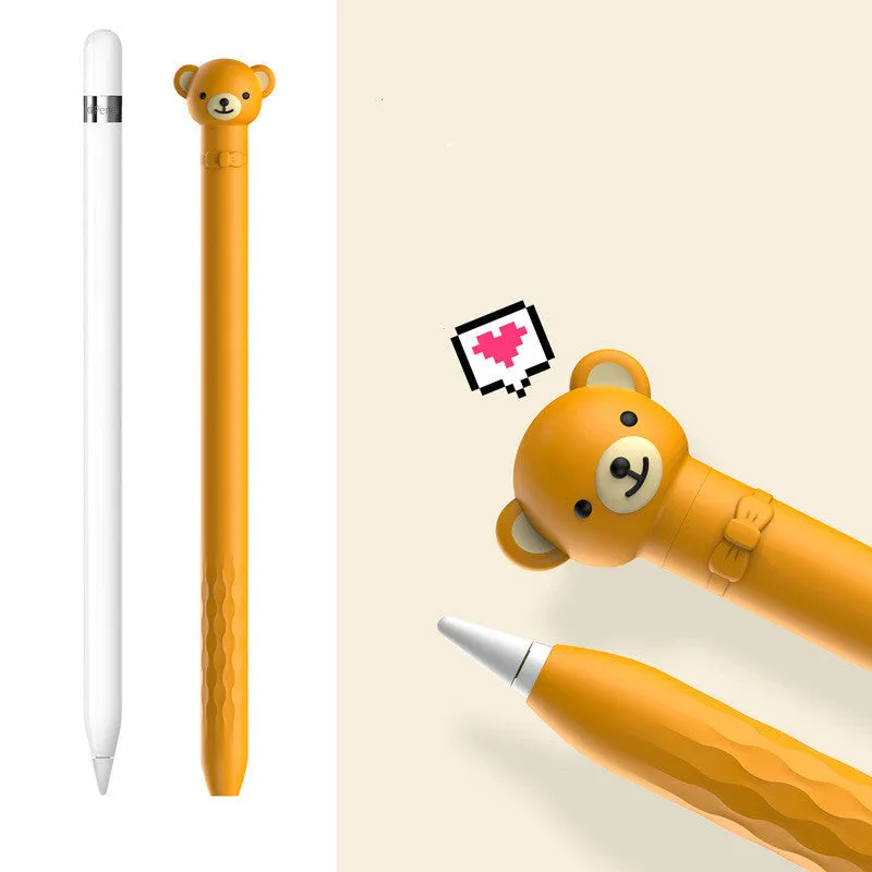 Apple Pencil inside a silicone protective case with cartoon rabbit design